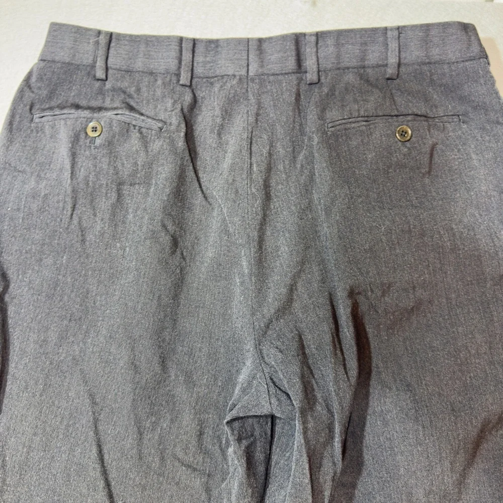 Brooks Brothers Dress Pants Men 38x32 Gray Good 1818 Madison Pleated Wool Cuffed